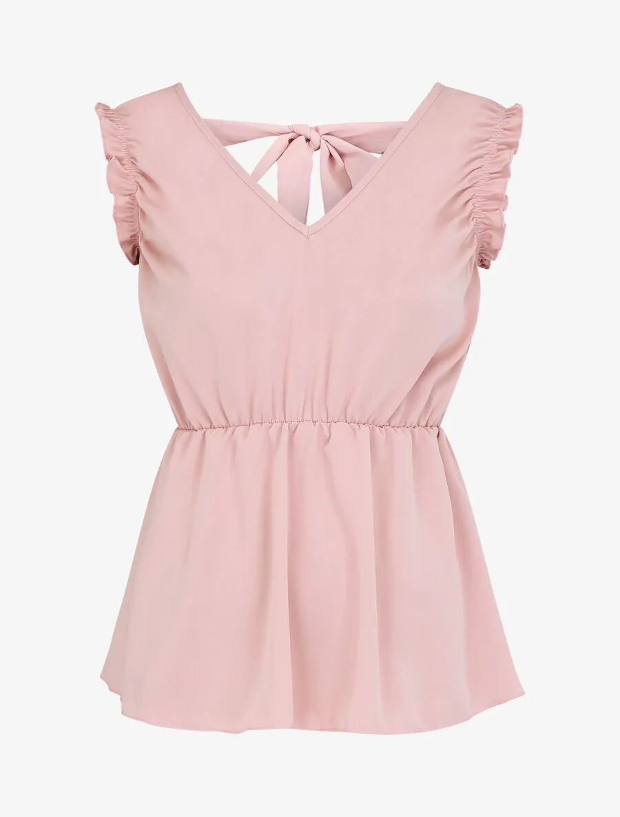 Top sans manches évasé dos décolleté - Rose