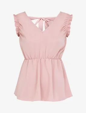 Top sans manches évasé dos décolleté - Rose
