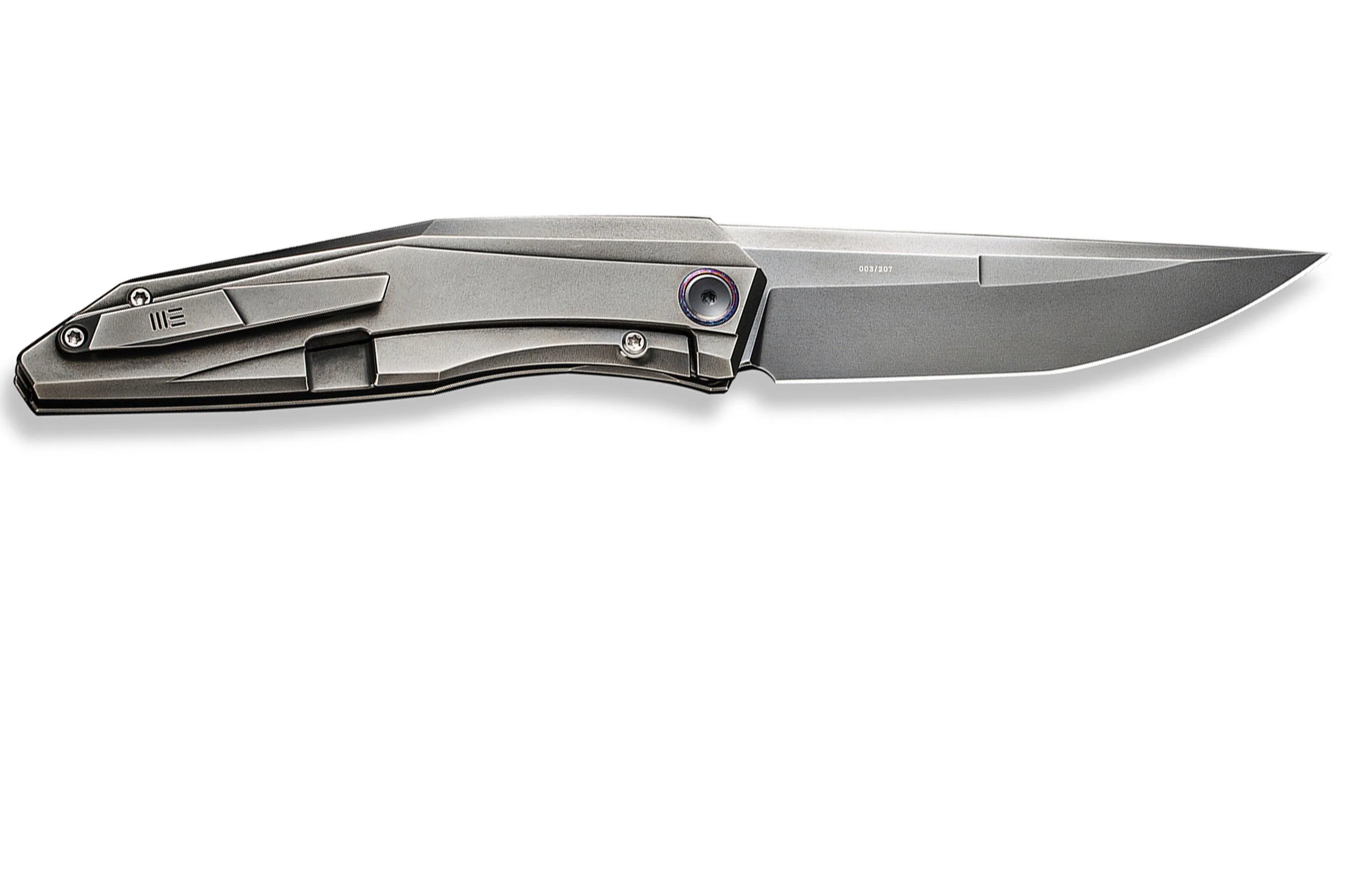 WE Knife Cybernetic WE22033-6 Polished Gray Titanium Handle, Polished Gray CPM 20CV, Limited Edition couteau de poche