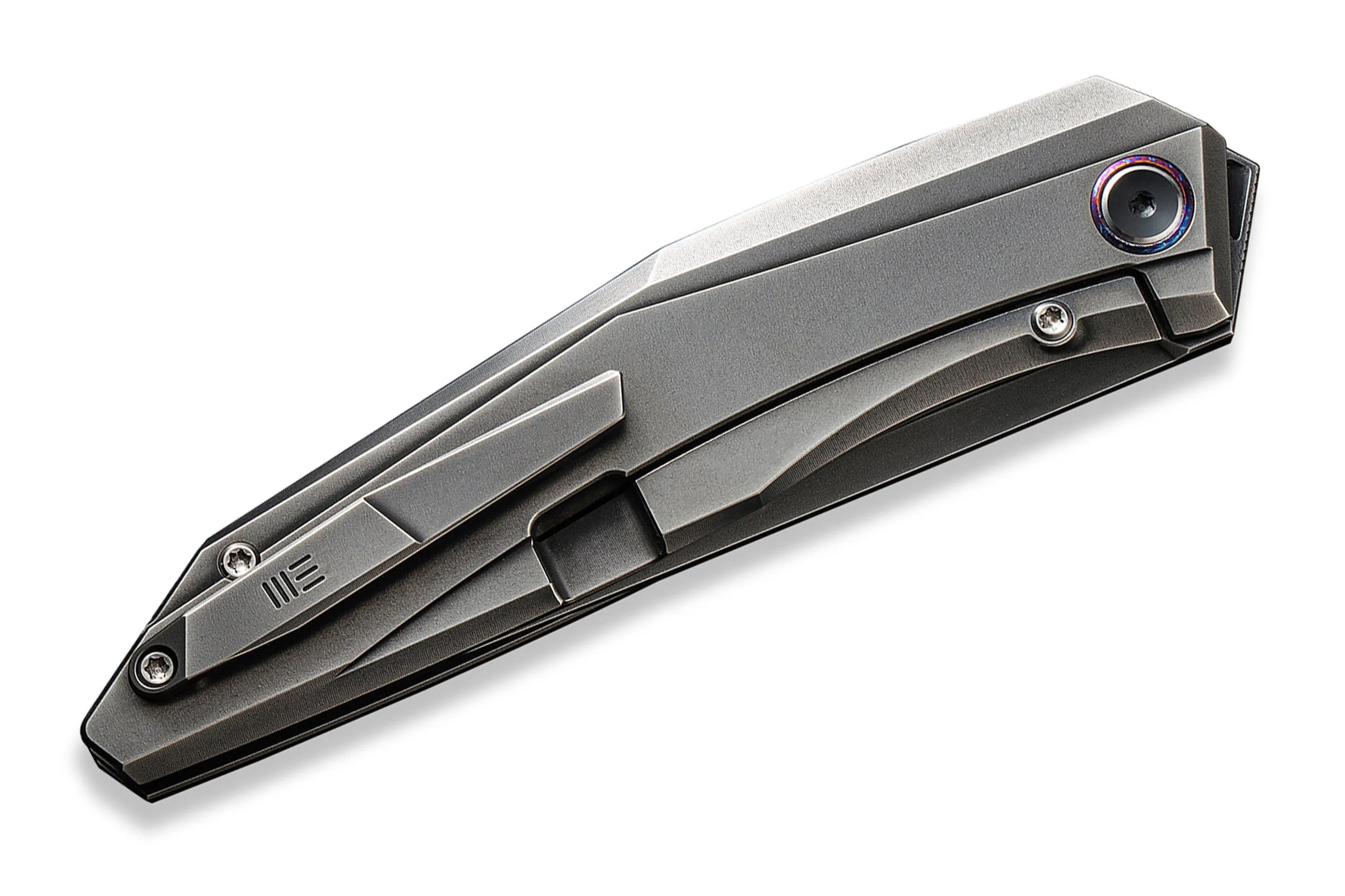 WE Knife Cybernetic WE22033-6 Polished Gray Titanium Handle, Polished Gray CPM 20CV, Limited Edition couteau de poche
