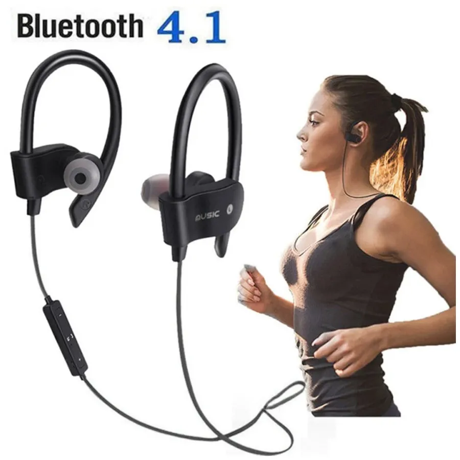 Écouteurs sans fil Bluetooth 4.1, oreillettes à boucle d'oreille, casque Bluetooth, oreillettes de Sport sans fil, mains li
